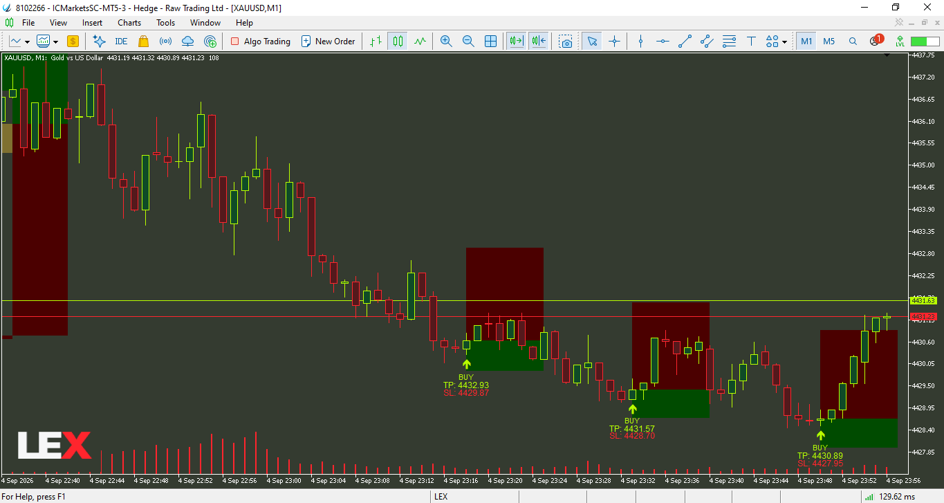 Exemplo do modo CUSTOM no XAUUSD em 1920x1080